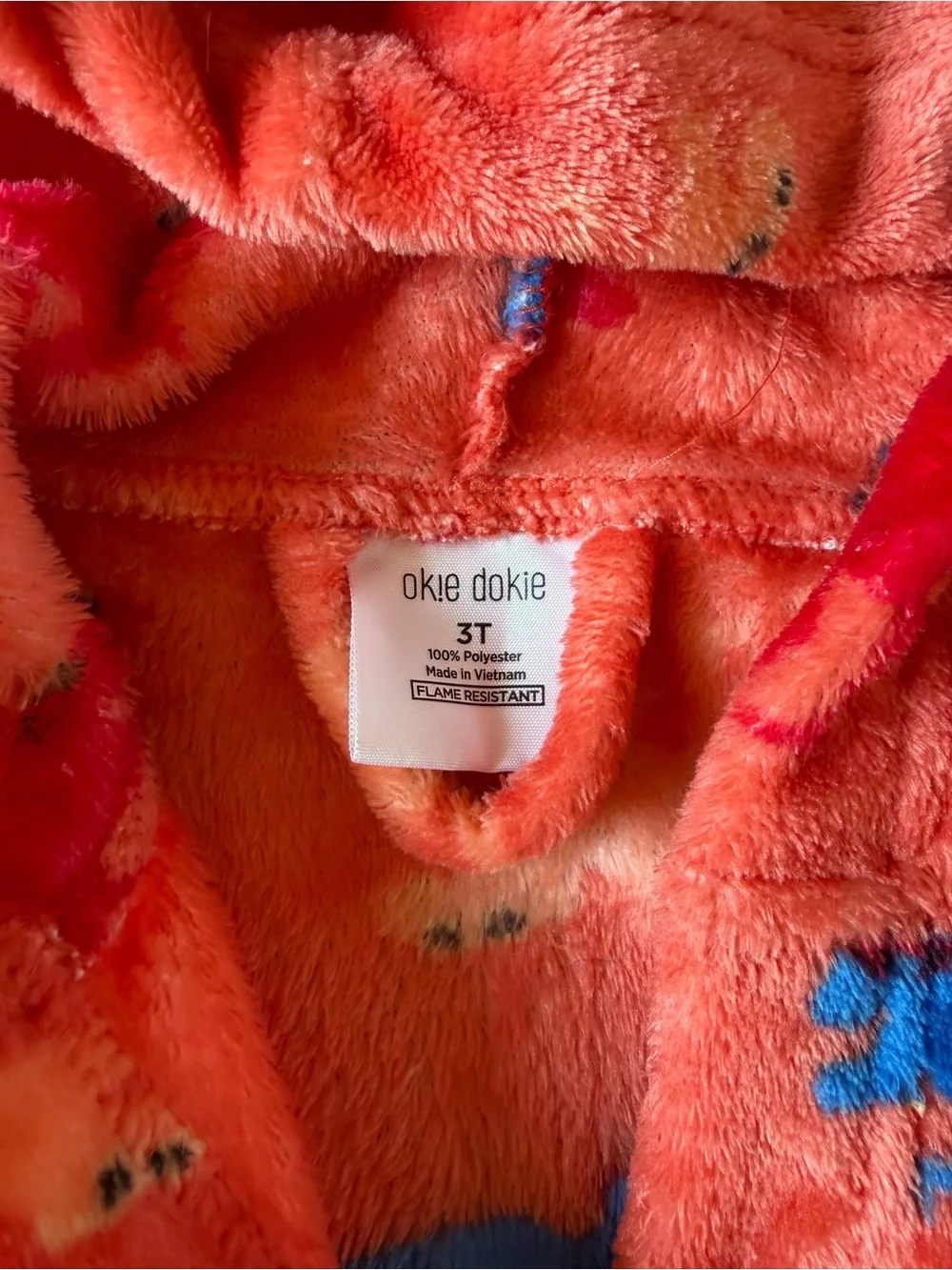 okie dokie Orange Dinosaur Hooded Robe with Blue Accents